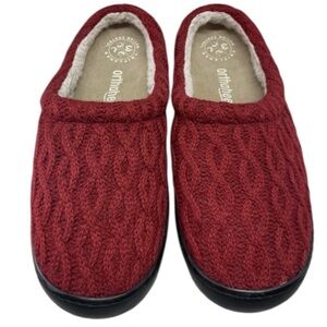 Orthaheel now Vionic Red synthetic Knit Slippers Size 9 ABBEY mule EUC